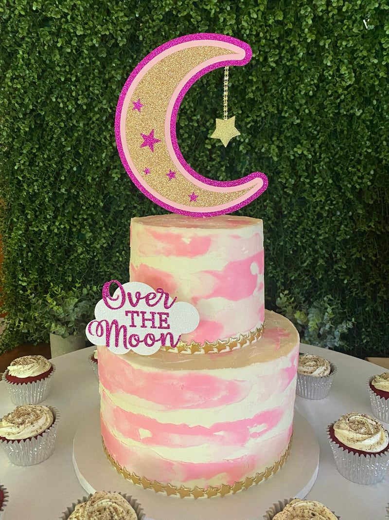 "Over the Moon" Dreamy Baby Shower Cake