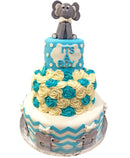 "Baby Blue Elephants" Baby Shower Cake